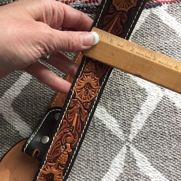 Vintage brown leather horse belt 30 Medium new main image 5